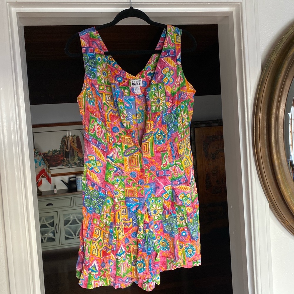 90s colorful button up romper